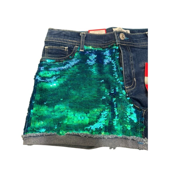 NWT Jordache Girls Mermaid FLIP Sequin Denim Shorts Blingy Dopamine Sass Size 16 - Picture 7 of 7
